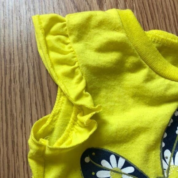Disney Minnie Mouse Yellow Sleeveless Toddler Shirt 24M Ruffle Detail - Picture 3 of 5